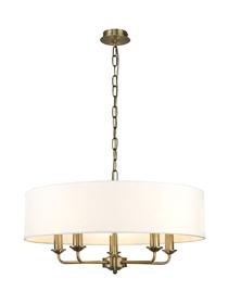 DK0028  Banyan 60cm 5 Light Pendant Antique Brass, White